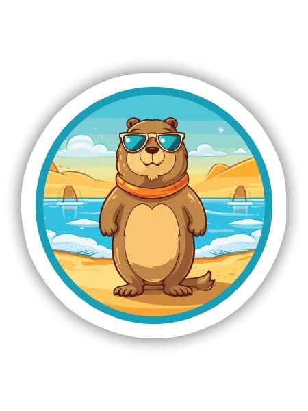 Gopher Aquarell Cartoon Kawaii Clipart Tier - Sticker Größe S (10 x 10 cm) - Mattweiß - Vorne