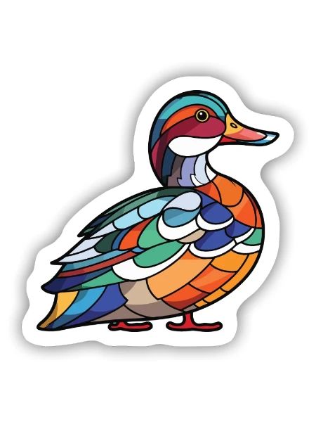 Mandarinente Bunte Aquarell-Tier-Karikatur - Sticker Größe S (10 x 10 cm) - Mattweiß - Vorne