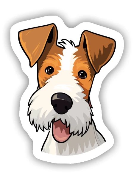 Draht Foxterrier Hunderasse Aquarell Karikatur Kawa - Sticker Größe S (10 x 10 cm) - Mattweiß - Vorne
