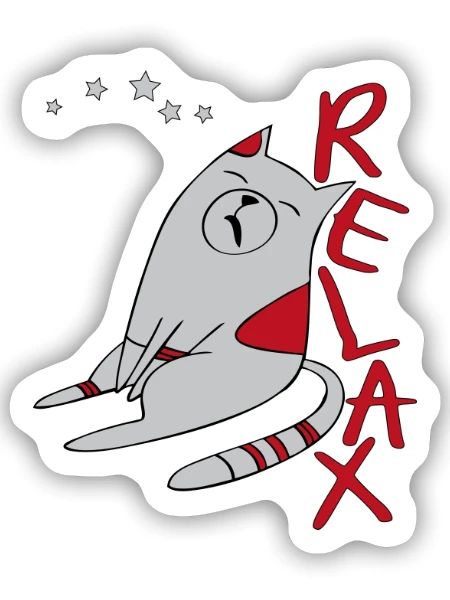 Katze beim Relaxen - Sticker Größe S (10 x 10 cm) - Mattweiß - Vorne