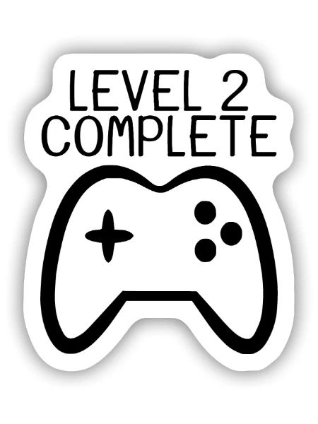 Level 2 abgeschlossen - Sticker Größe S (10 x 10 cm) - Mattweiß - Vorne