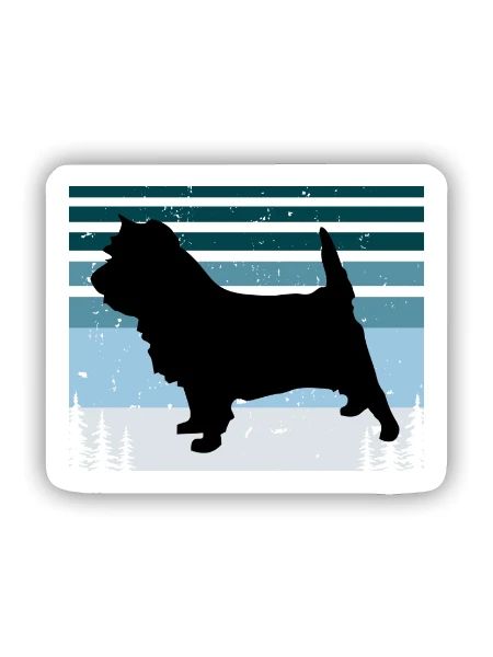 Cairn Terrier Hundeliebhaber Silhouette Vintage Sonnenuntergang - Sticker Größe S (10 x 10 cm) - Mattweiß - Vorne