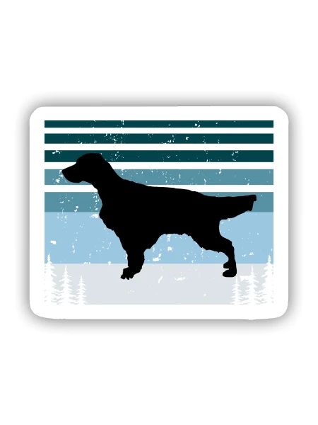 Englisch Setter Hundeliebhaber Silhouette Vintage Sonnenuntergang - Sticker Größe S (10 x 10 cm) - Mattweiß - Vorne