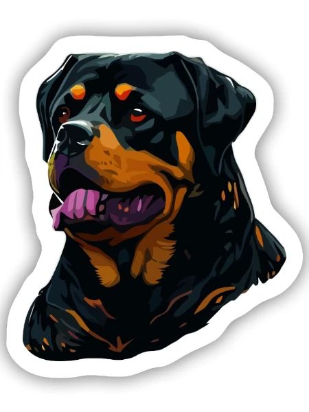 Rottweiler Hunderasse Kopf Cartoon Illustration - Sticker Größe S (10 x 10 cm) - Mattweiß - Vorne