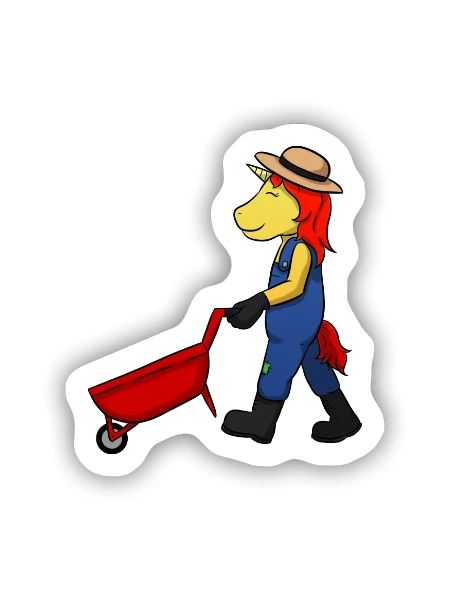 Gardener Unicorn - Sticker Größe S (10 x 10 cm) - Mattweiß - Vorne