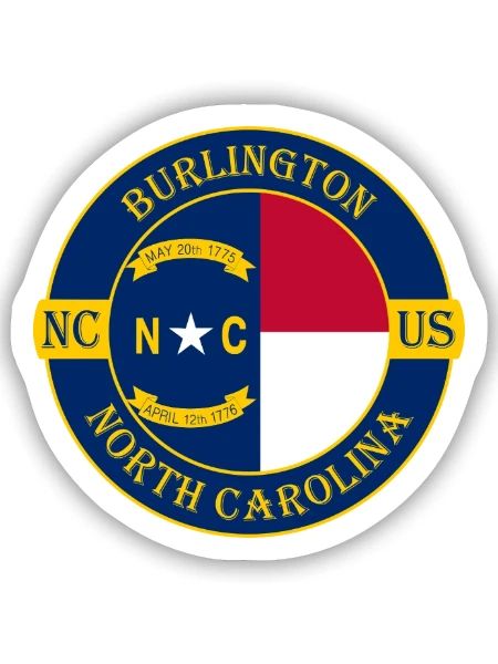 Burlington North Carolina Flagge USA Reise Souvenir - Sticker Größe S (10 x 10 cm) - Mattweiß - Vorne