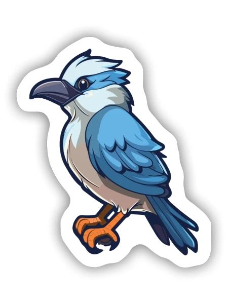 Jay Cartoon Kawaii Aquarellillustration - Sticker Größe S (10 x 10 cm) - Mattweiß - Vorne