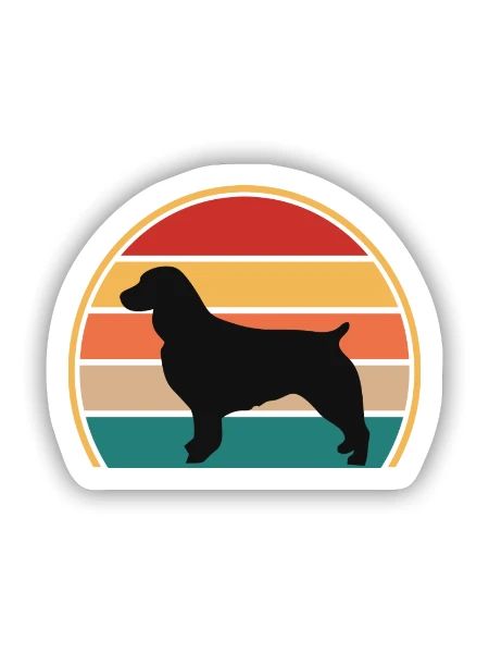 Boykin Spaniel Hund Liebhaber Silhouette Vintage Sonnenuntergang - Sticker Größe S (10 x 10 cm) - Mattweiß - Vorne