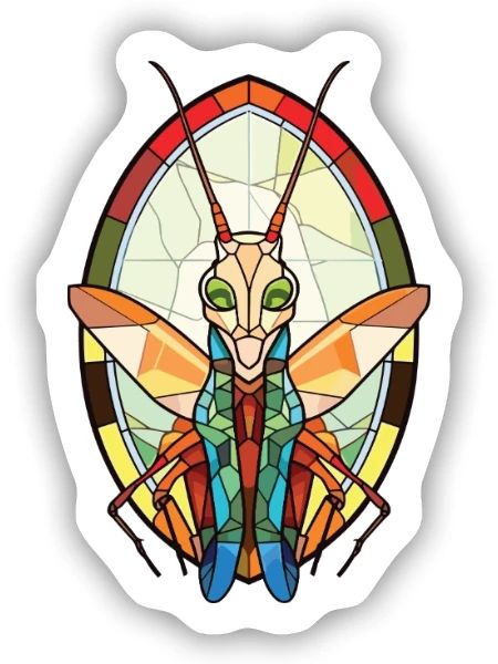 Gottesanbeterin Bunte Aquarell-Tier-Karikatur - Sticker Größe S (10 x 10 cm) - Mattweiß - Vorne