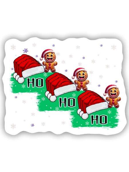 Ho Ho Ho Lebkuchenmännchen - Sticker Größe S (10 x 10 cm) - Mattweiß - Vorne