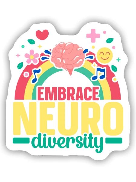 Umarmen Sie Nuerodiversität Anders denken ADHD - Sticker Größe S (10 x 10 cm) - Mattweiß - Vorne