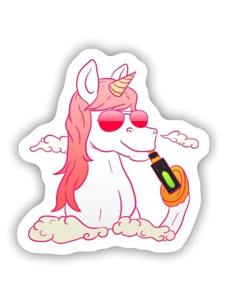 Unicorn Vaping - Sticker Größe S (10 x 10 cm) - Mattweiß - Vorne