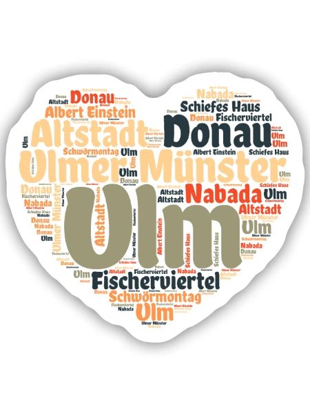 Ulm Donau Herz - Sticker Größe S (10 x 10 cm) - Mattweiß - Vorne