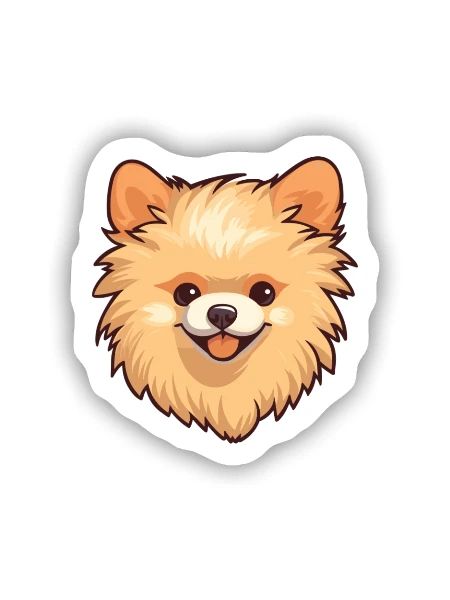 Pomeranian Spitz Hunderasse Cartoon Kawaii Illustra - Sticker Größe S (10 x 10 cm) - Mattweiß - Vorne