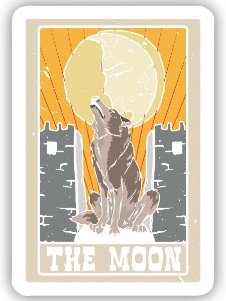 Der Mond Tarotkarte Schamane Wahrsagerei - Sticker Größe S (10 x 10 cm) - Mattweiß - Vorne
