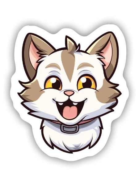Bambino Katze Cartoon Aquarell Illustration - Sticker Größe S (10 x 10 cm) - Mattweiß - Vorne
