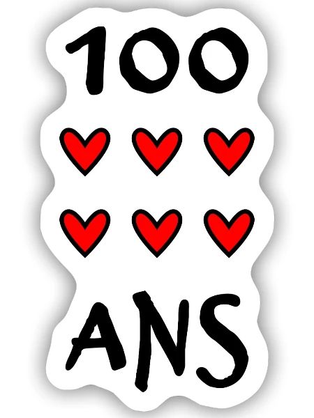 100. 100 JAHRE. 100-JÄHRIGES JUBILÄUM. 100. GEBURTSTAG - Sticker Größe S (10 x 10 cm) - Mattweiß - Vorne