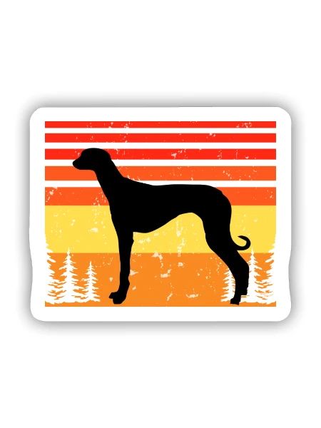 Alter kroatischer Windhund Hund Silhouette Retro Sonne - Sticker Größe S (10 x 10 cm) - Mattweiß - Vorne