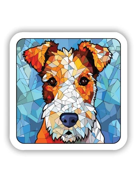 Draht Foxterrier Hunderasse Aquarell Illustration - Sticker Größe S (10 x 10 cm) - Mattweiß - Vorne