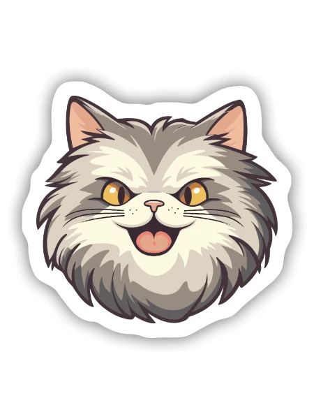 Sibirische Katze Karikatur Aquarell Illustration - Sticker Größe S (10 x 10 cm) - Mattweiß - Vorne