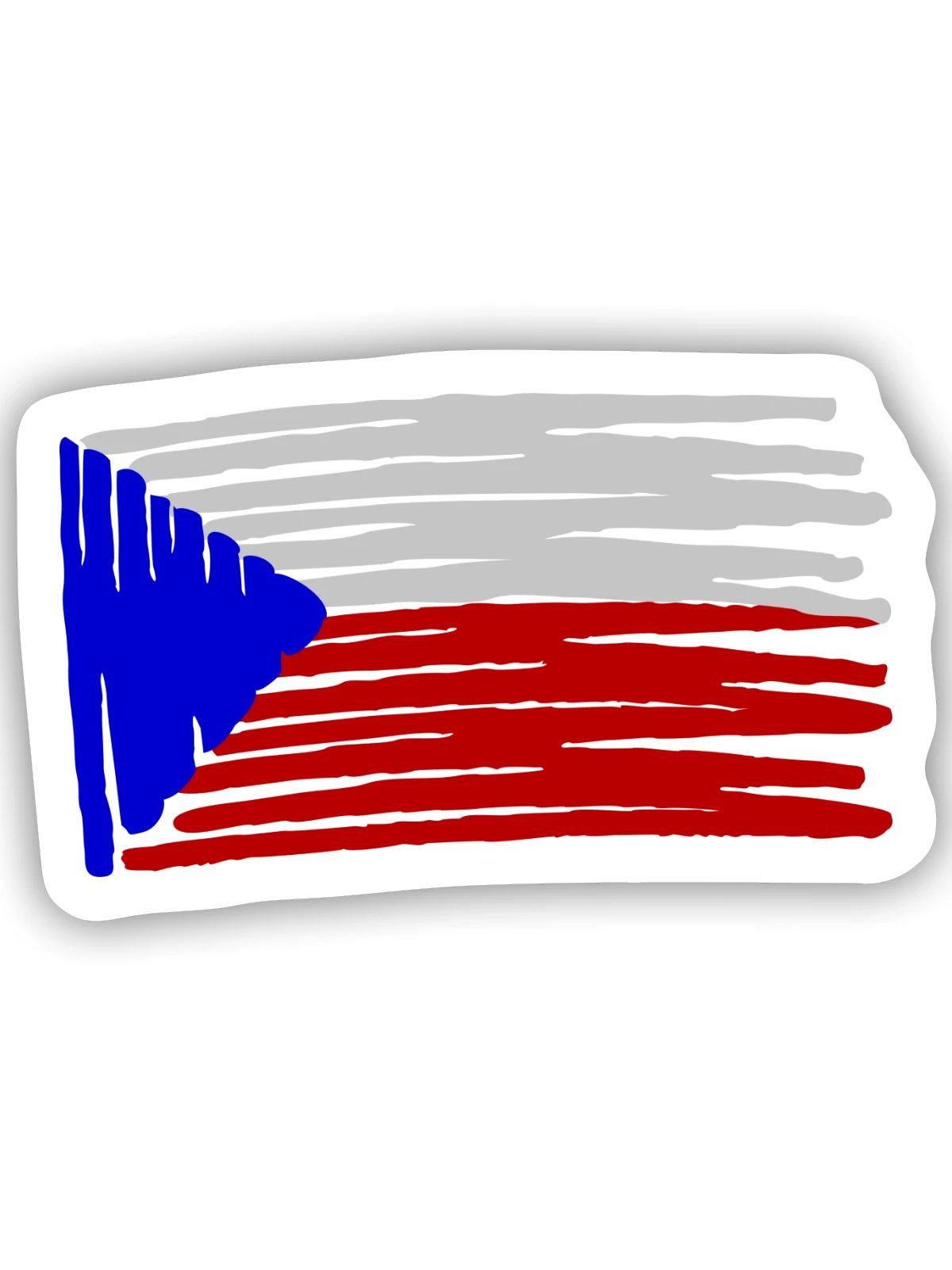 Tschechien Flag Flagge Painted gemalt - Sticker Größe S (10 x 10 cm) - Mattweiß - Vorne