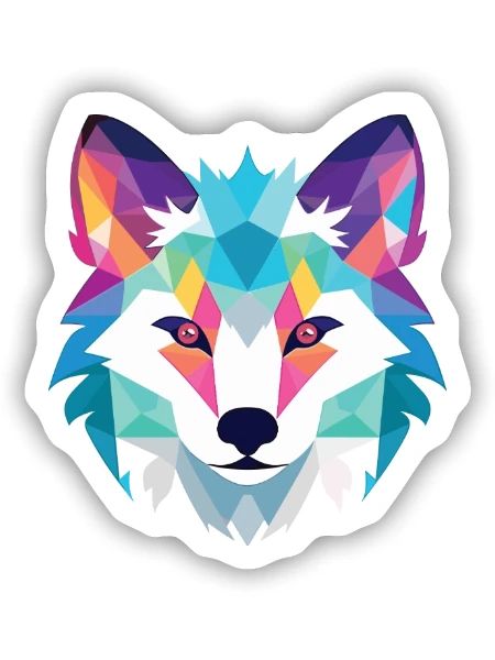 Polarfuchs Bunte Aquarell-Tierillustration - Sticker Größe S (10 x 10 cm) - Mattweiß - Vorne
