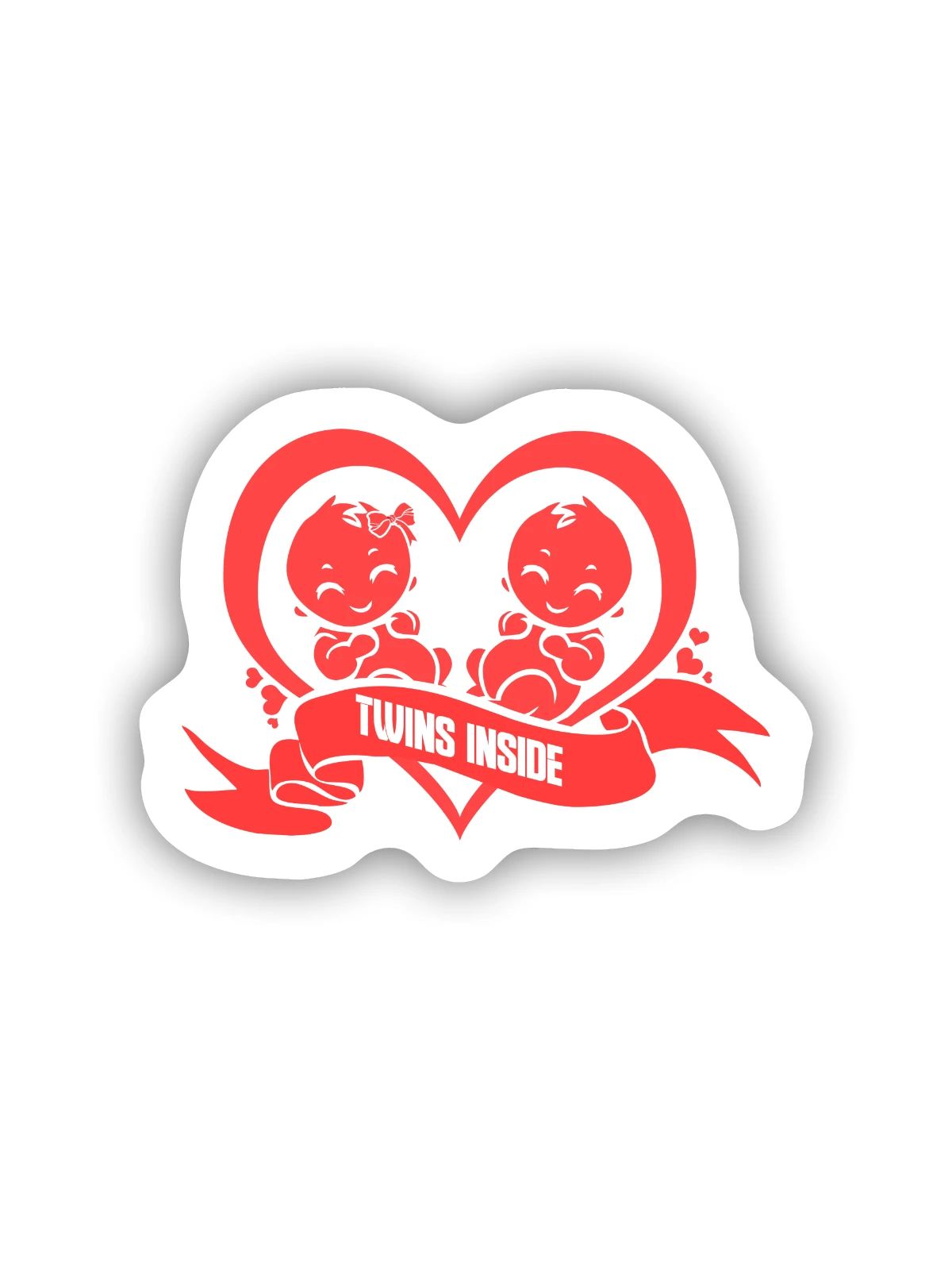 Twins Inside Schwangerschaft Zwillinge Schwanger - Sticker Größe S (10 x 10 cm) - Mattweiß - Vorne