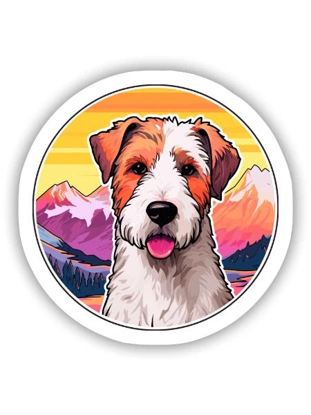 Draht Foxterrier Hunderasse Karikatur Kawaii Watercol - Sticker Größe S (10 x 10 cm) - Mattweiß - Vorne