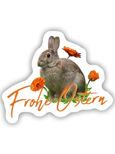 Frohe Ostern Osterhase - Sticker Größe S (10 x 10 cm) - Mattweiß - Vorne