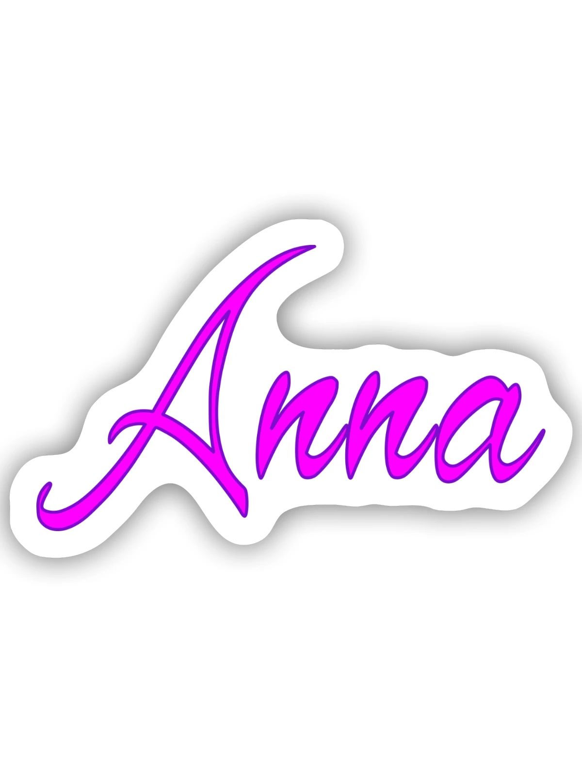 Anna Neon Schrift - Sticker Größe S (10 x 10 cm) - Mattweiß - Vorne