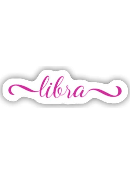 Libra Pink Script Zodiak Design - Sticker Größe S (10 x 10 cm) - Mattweiß - Vorne