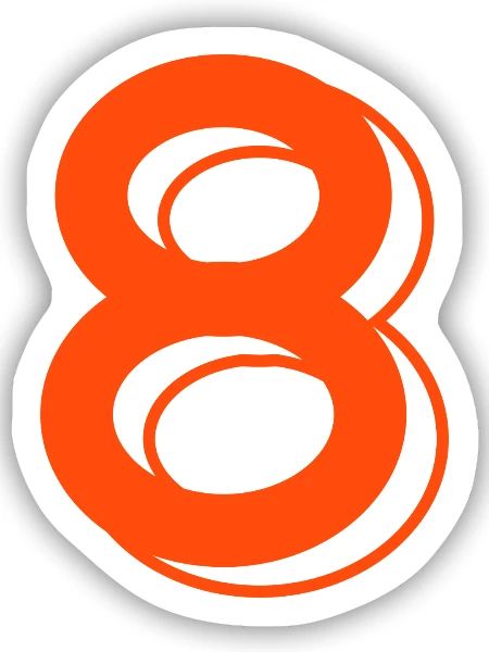 Trikotnummer 8  - Sticker Größe S (10 x 10 cm) - Mattweiß - Vorne