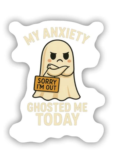 Ghost Anxiety – Lustiges Halloween Design - Sticker Größe S (10 x 10 cm) - Mattweiß - Vorne