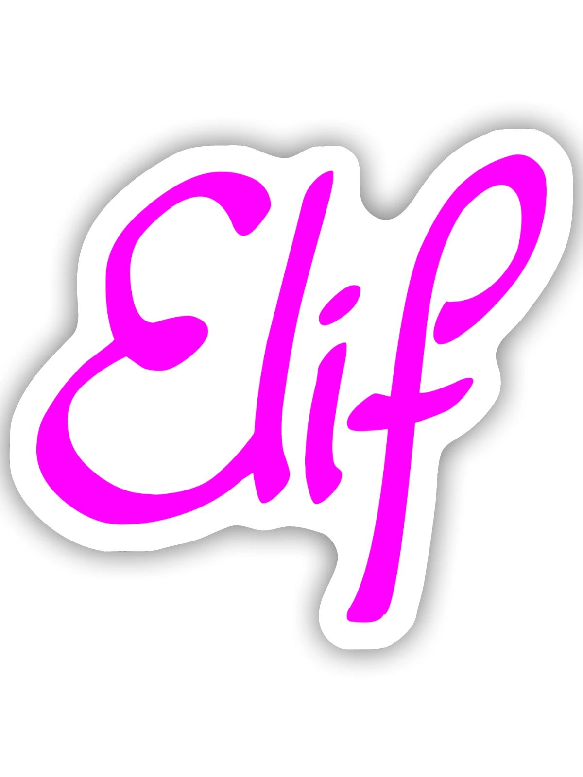 Neon Elif Schriftzug - Sticker Größe S (10 x 10 cm) - Mattweiß - Vorne