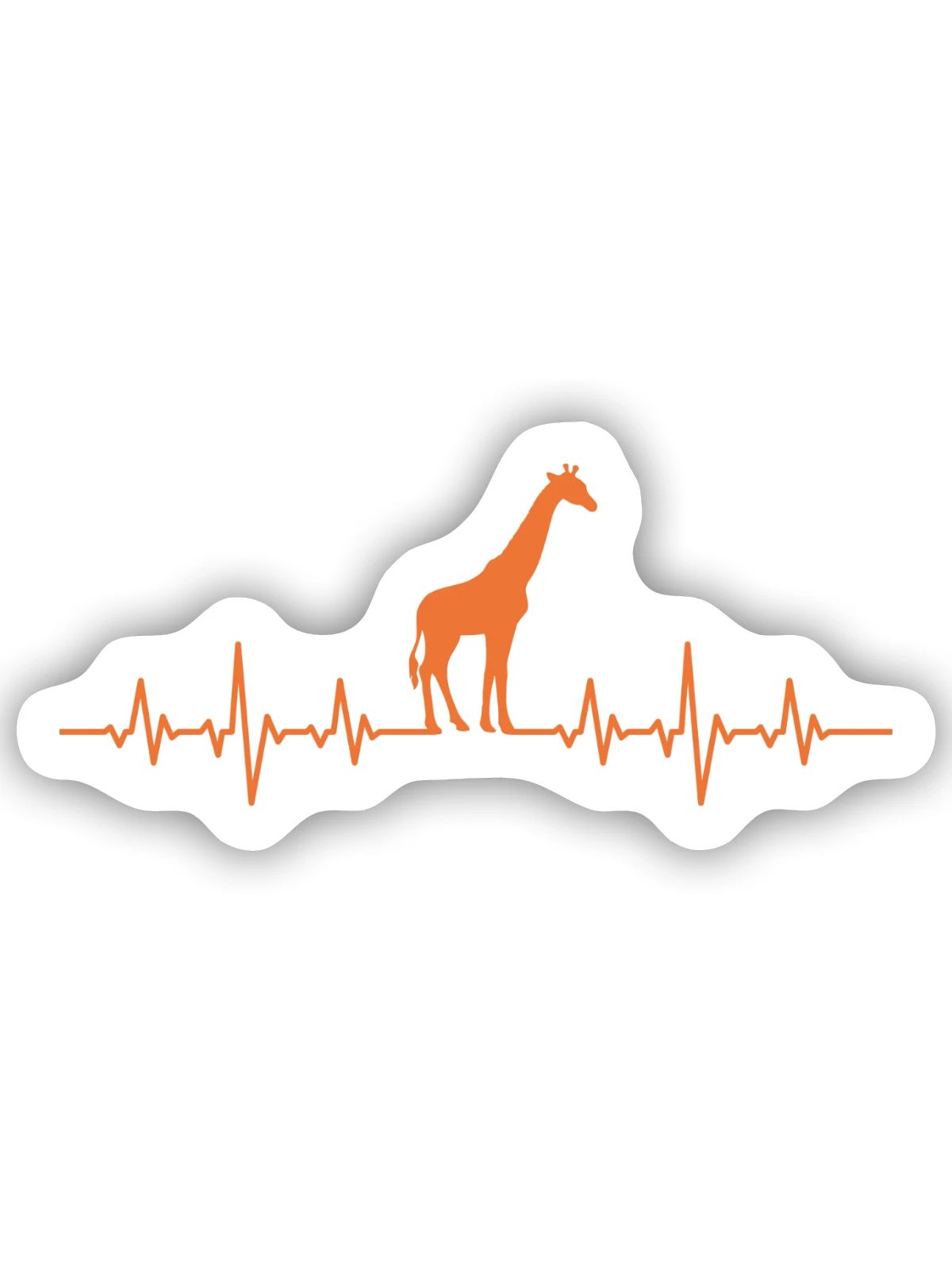 Giraffe Heartbeat - Sticker Größe S (10 x 10 cm) - Mattweiß - Vorne