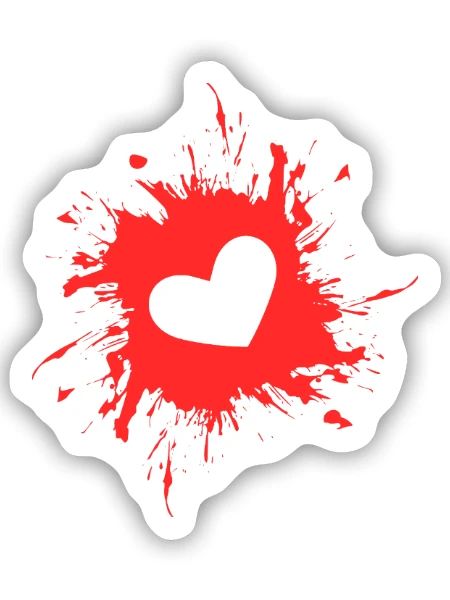 Herz Fleck Tinte rot - Sticker Größe S (10 x 10 cm) - Mattweiß - Vorne
