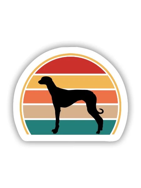 Alte kroatische Windhundhund-Silhouette Retro-Sonne - Sticker Größe S (10 x 10 cm) - Mattweiß - Vorne