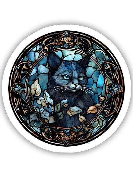 hantilly Tiffany Katzenrasse Aquarellglas - Sticker Größe S (10 x 10 cm) - Mattweiß - Vorne