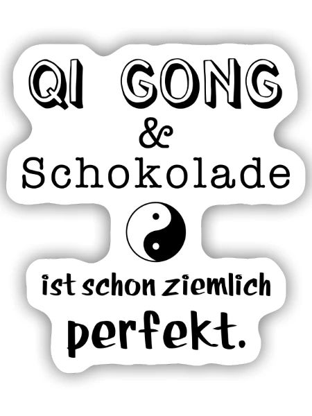 qi gong und schokolade - Sticker Größe S (10 x 10 cm) - Mattweiß - Vorne