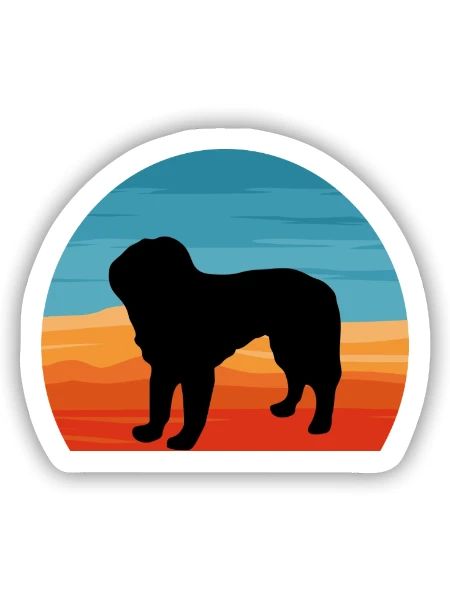 Bosnischer grobhaariger Hund Hund Silhouette Retro - Sticker Größe S (10 x 10 cm) - Mattweiß - Vorne