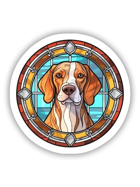 Moskauer Wachhund Rasse Buntes Glas Buntes W - Sticker Größe S (10 x 10 cm) - Mattweiß - Vorne
