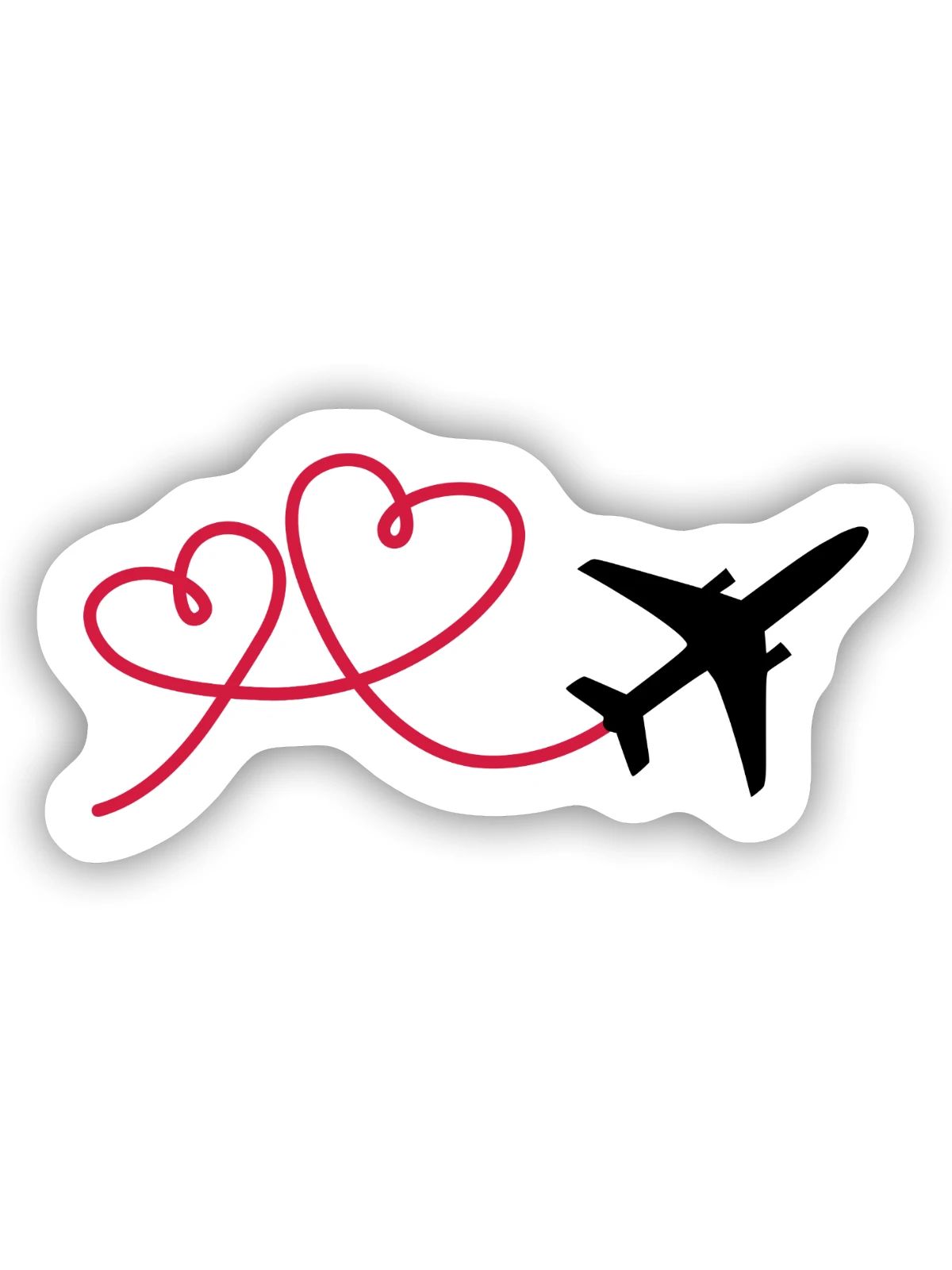 Flugzeug Flieger mit Herz - Sticker Größe S (10 x 10 cm) - Mattweiß - Vorne