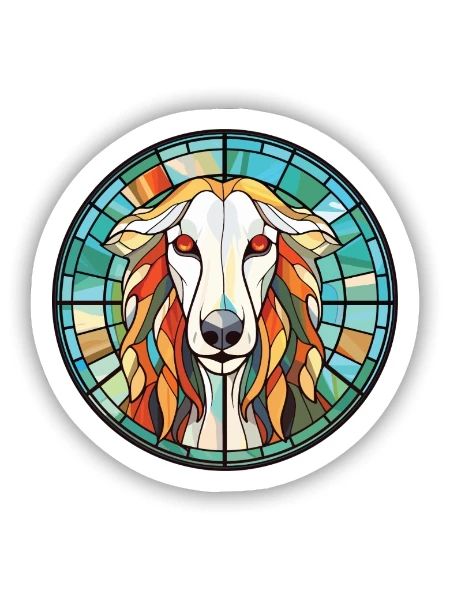 Barsoi-Hunderasse Bunte Aquarell-Illustration - Sticker Größe S (10 x 10 cm) - Mattweiß - Vorne
