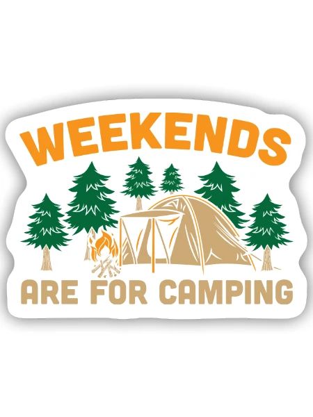 Wochenenden sind fürs Campen - Sticker Größe S (10 x 10 cm) - Mattweiß - Vorne