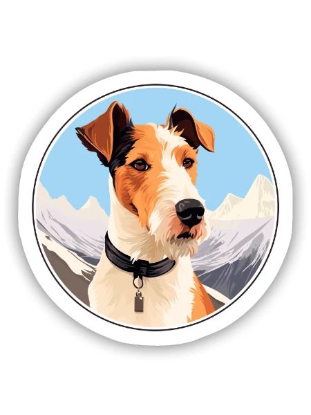Foxterrier Glatte Hunderasse Cartoon Kawaii Waterc - Sticker Größe S (10 x 10 cm) - Mattweiß - Vorne