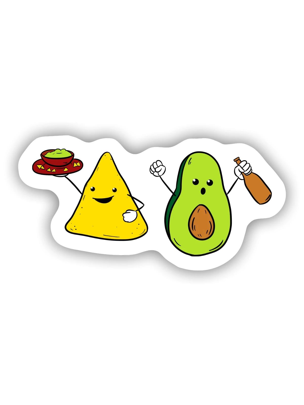 Guacamole Nacho Avocado Fiesta Mexico - Sticker Größe S (10 x 10 cm) - Mattweiß - Vorne