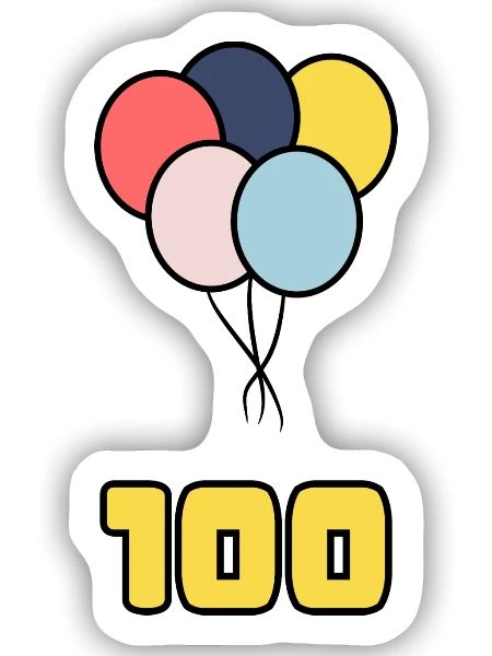 100. 100 JAHRE. 100-JÄHRIGES JUBILÄUM. 100. GEBURTSTAG - Sticker Größe S (10 x 10 cm) - Mattweiß - Vorne