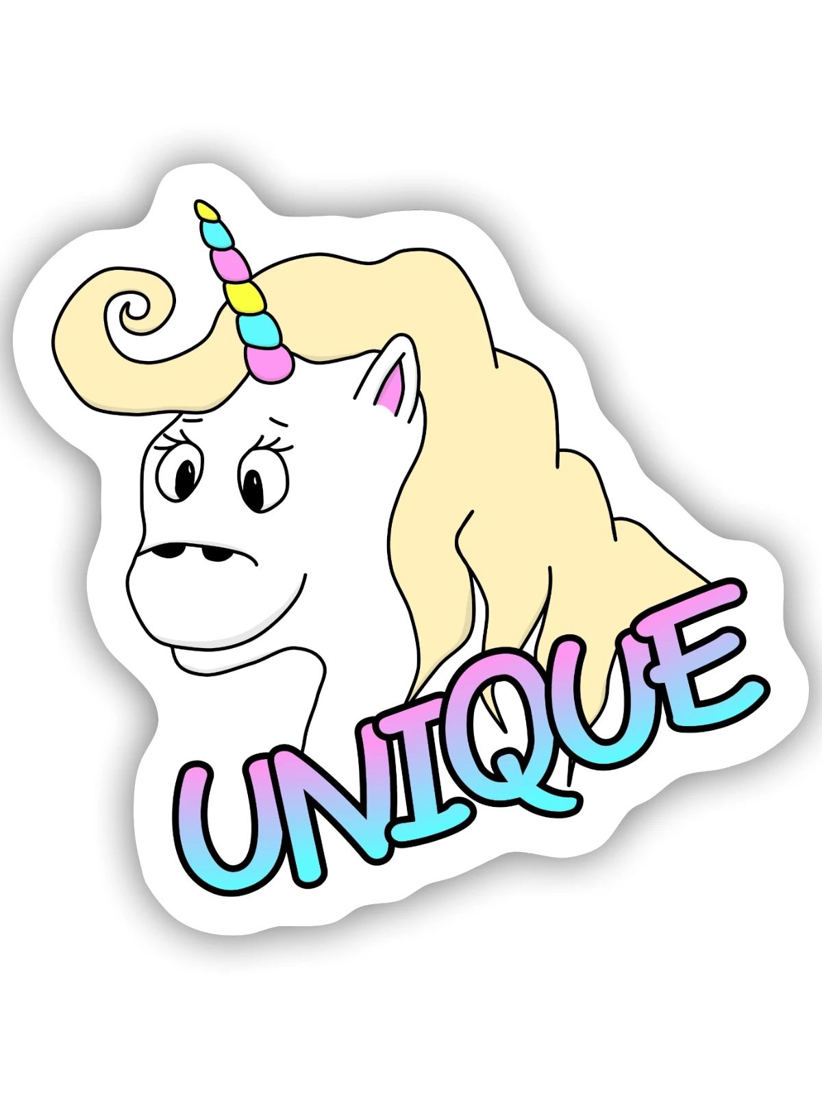 Einzigartiges Einhorn - Sticker Größe S (10 x 10 cm) - Mattweiß - Vorne