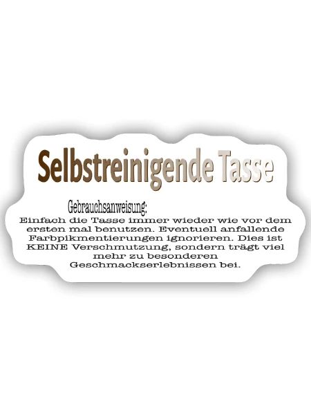 Selbstreinigende Tasse - Sticker Größe S (10 x 10 cm) - Mattweiß - Vorne