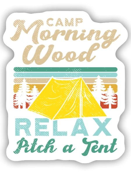 Camp Morning Wood - Sticker Größe S (10 x 10 cm) - Mattweiß - Vorne